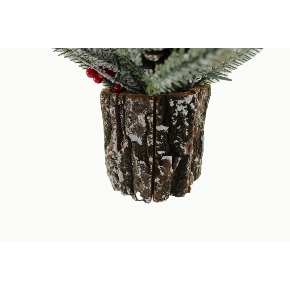 Rustic‎ Frosted Christmas Tabletop Arrangement Pinecone Berry Birch Log Base